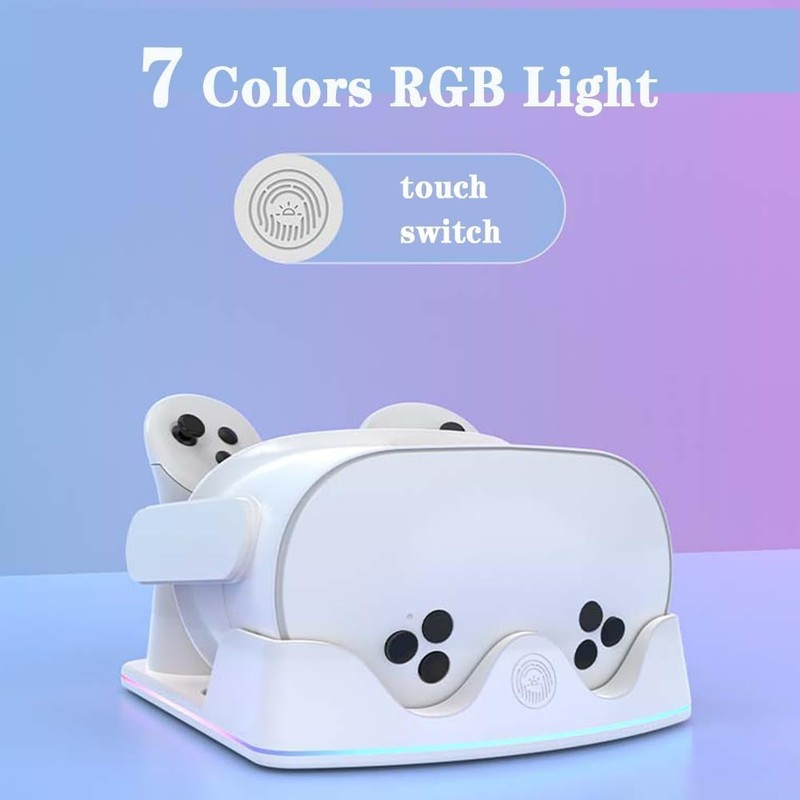 VR充電スタンド｜RGBライト搭載 タッチ操作｜一括充電・収納 保護機能付き｜省スペース設計