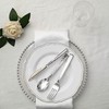 24 Silver Metallic 7 in Disposable Plastic Cutlery Hammered Design