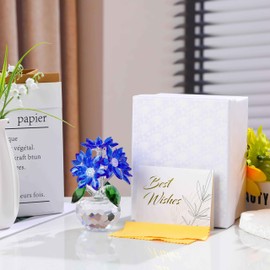 Ornalrist - Figura de flores de margaritas de vidrio, diseño floral de margaritas de vidrio, decoración coleccionable, cumpleaños para amigas, mujeres, hermanas..