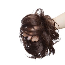 Tousled Updo Messy Bun Hair Piece Hair Extension Ponytail With Elastic Rubber Band Updo Extensions Synthetic Hair Extensions Scrunchies Ponytail Hairpiece for Women Medium Brown