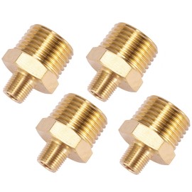 Sanpaint 4 Pack Solid Brass Pipe Fitting, Hex Nipple, 1/8" x 1/2" NPT Male Pipe Adapter (O.D x O.D: 3/8'' x 3/4'')