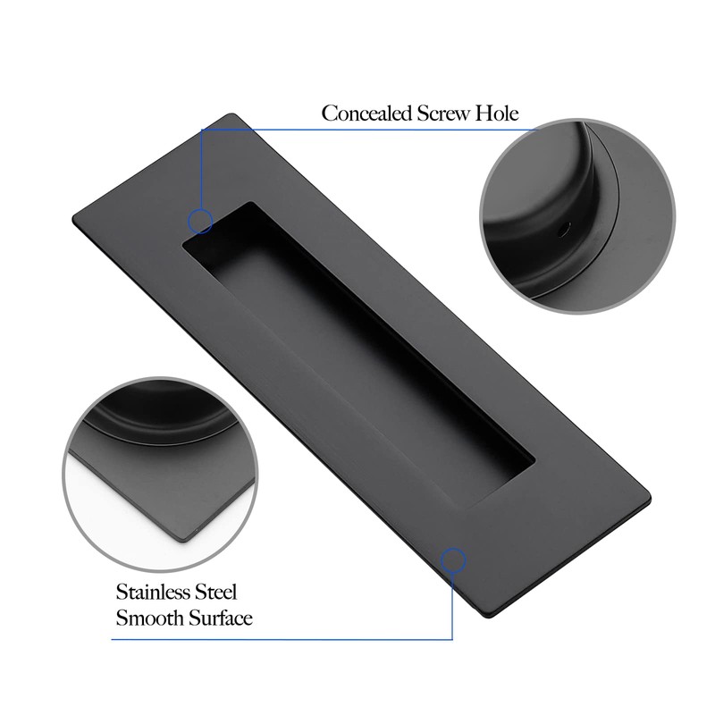 Ravinte 4 Pack Black Sliding Closet Door Handles Black Flush