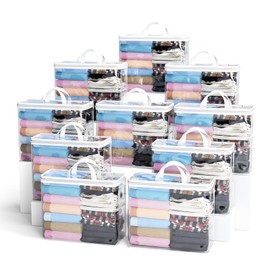 10PACK Clear Zippered Storage Bags for Clothes, 22L Closet Organizers Bag, and Blanket Storage Bags for Bedding, Linen, Blankets, Comforters, Clothing & Toys (White)