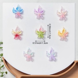 Colgantes de uñas de vidrio 3D, 100 piezas de diamantes de imitación florales de primavera de color mezclado, decoración de uñas estilo Hawaii con abalorio doradas