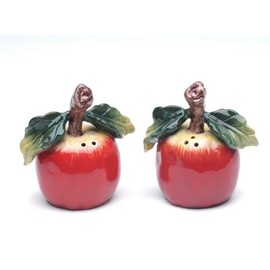 Fine Ceramic Red Apple Salt and Pepper Shakers 2 5/8"