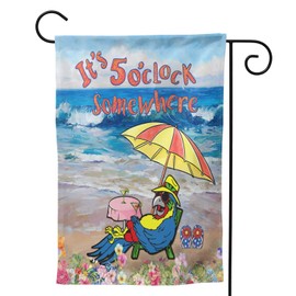It'S 5 O'Clock Somewhere Garden Flag 12x18 Inch Outdoor Decoration Banner Spring Summer Tropical Beach House Flags Yard Farmhouse Garden Deco Indoor Sign