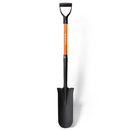 KOLEIYA 45-Inch Heavy Duty Orange Fiberglass Handle Drain Spade Shovel.Sharp Shooter Digging Shovel for Gardening,Planting and Trenching.Durable Spade Shovel for Heavy Duty Digging and Drainage
