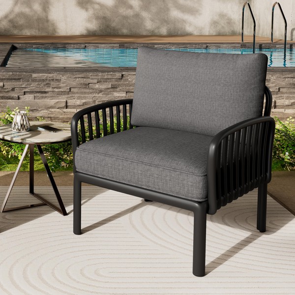 Merax Single Outdoor Club Chair with Cushion,Patio Furniture Conversation Seat