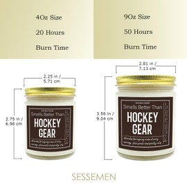 Sessmen Hockey Gear Candle, Hockey Gear Gift, Hockey Gear Mom, Player, Coach, Candle Non-Toxic, Clear Jar Candle (4Oz, Vanilla Bean)