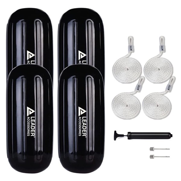 Leader Accessories Hole Through Middle Ribbed Inflatable Black 10''x26'' Boat