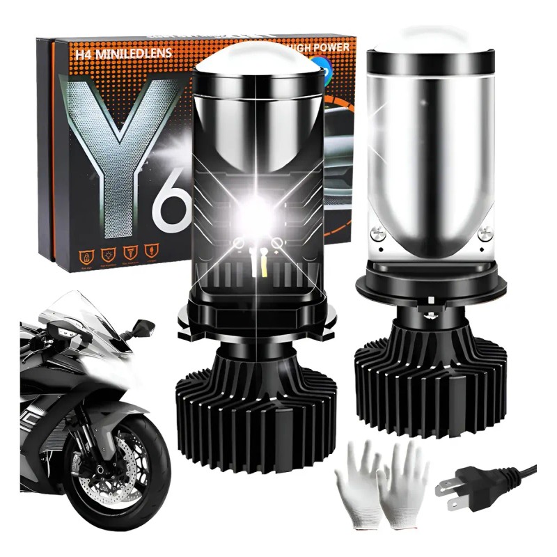 2pcs Focos Led H4/9003/hb2 Lupa Alta Y Baja Auto Motocicleta