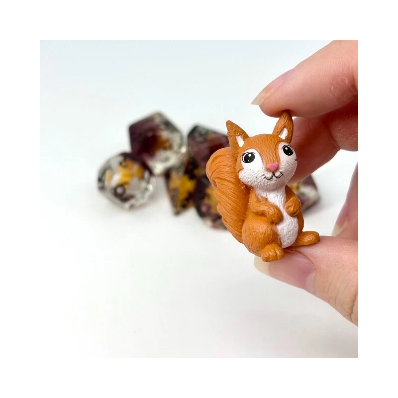 Sage's Baby Squirrel Familiar Resin Polyhedral Dice Set & Figurine