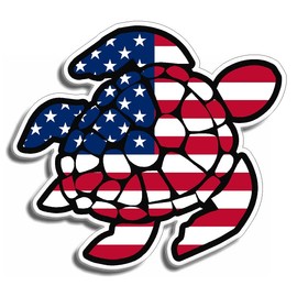 Sea Turtle American Flag USA Sticker Custom Vinyl Decal