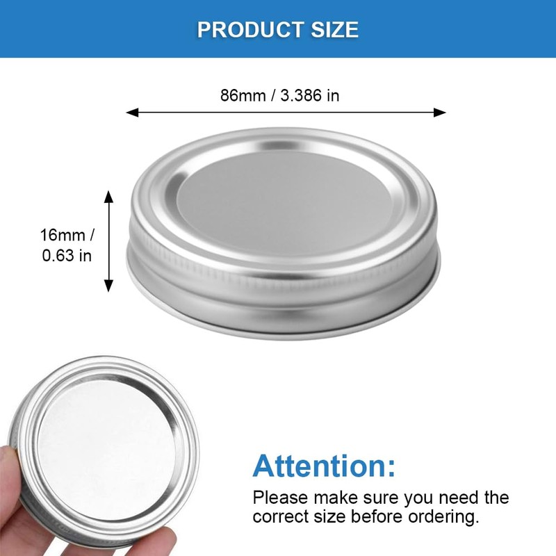 Mason Jar Lids, Pack of 10, 86 mm Screw Cap