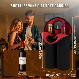 Flaschenträger 2 Fächer Flaschentasche Männerhandtasche für Weinflasche Abdeckung Weinträger in Neopren Getränketasche Bottle Bag für Camper Picknicks Adventskalender Partys Geschenkeideen(Dunkrot)