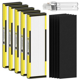 FMDZFL 5 Pack FLT4825 True HEPA Filter B Replacement & 1 Replacement Bulb Compatible with AC4825 AC4300 AC4800 AC4900 AC4850, Part No# FLT4825, LB4000