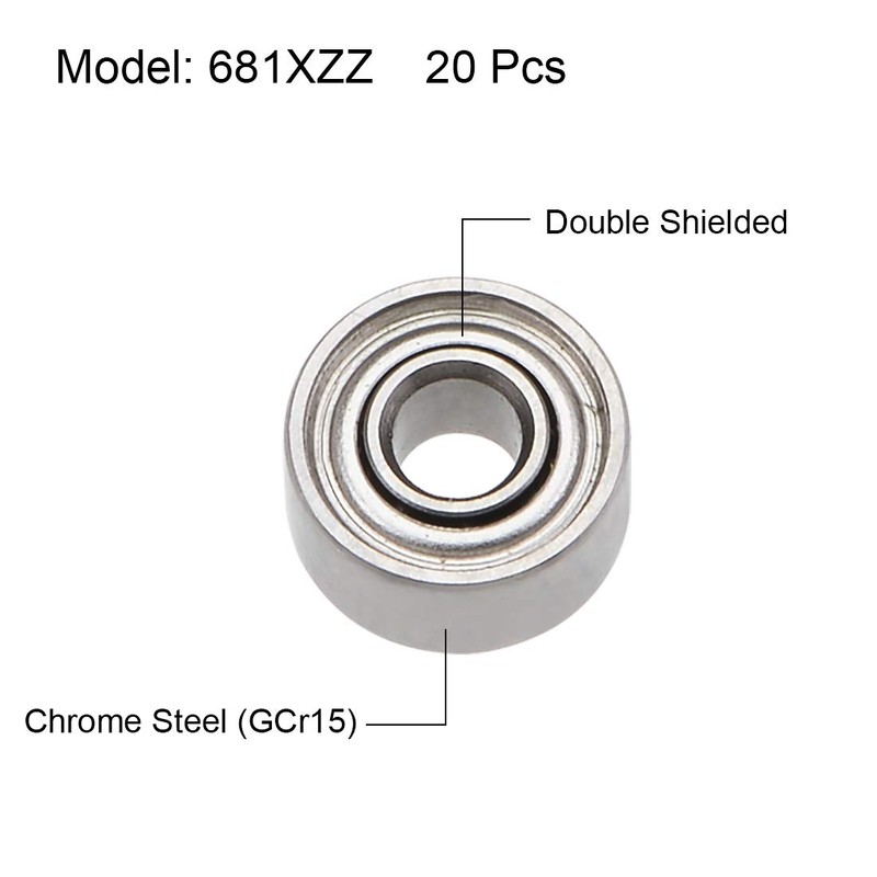 sourcing map Pack of 20 Deep Groove Ball Bearings 681XZZ