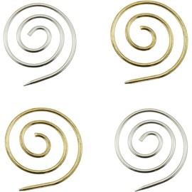 4PCS Spiral Knitting Needle DIY Clothing Sewing Needle Metal Circular Home Knitting Needle Hand Knitting Tool Compatible with Most Yarns (Gold，Silvery, One Size)