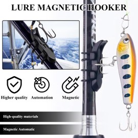 Dayinkes 10 Pieces Magnetic Bait Hook, Magnetic Automatic Bait Hook, Hook Holder for Fishing Rod, Fishing Rod Hook Holder, Hook Holder with 2 Sizes