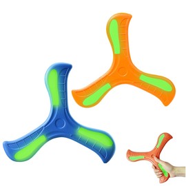 WUSJCOF Pack of 2 Triple Wings Boomerang Throwing Game for Children, Cool Night Fluorescence, Blue, Orange