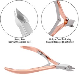 YINYIN Cuticle Trimmer with Cuticle Pusher and Cutter,YINYIN Cuticle Remover Cutter Nipper Clippers Durable Pedicure Manicure Tools for Fingernails and Toenails(D501-RoseGold)
