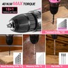 DEKOPRO Pink Drill Tool Kit Set: 20V Cordless Power Drill