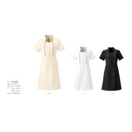 Carara CL0181 C-10 Food and Service Work Wear, Stand Collar Dress with Piping, Anti-See-through, Sweat Absorbent, Anti-Static, Stretch, Medical Lab Coat, Black, US Size 11, Women's Size 11