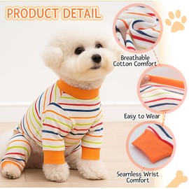 3-Pack Dog Pajamas for Small Dogs, Stretchy Onesie with Roomy Tail Opening & Elastic Back Knees, Cozy Puppy Clothes L