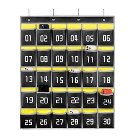 Loghot Classroom Accessories Closet Pocket Chart for Cell Phones Holder Wall Door Hanging Organizer (30 Pockets Black)