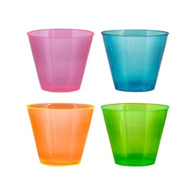 Party Essentials N910090 Brights Plastic Party Cups/Tumblers, 9-Ounce Capacity, Assorted Neon Colors (Case of 600)