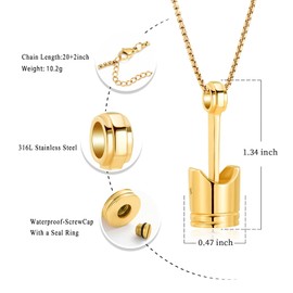 Car Parts - Collar de urna de cremación de pistón de acero inoxidable para hombre, recuerdo de joyas para cenizas