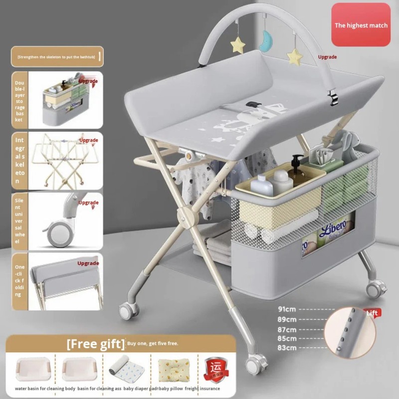 Multi-Functional Portable Care Diaper Table Reinforced Frame Foldable Household Washable