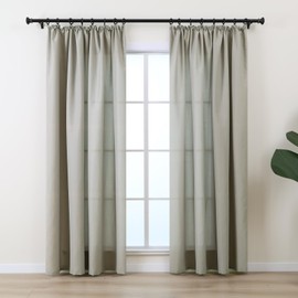 L.Z.E Short Window Curtain, Grey Curtains with Ruffle Tape, Short, Opaque Curtains Scarves for Bedroom, Living Room, Window, Semi-Transparent, Translucent, Small, 145 cm Long