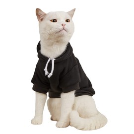 QWINEE Basic Dog Hoodie Sweatshirt Puppy Sweater Warm Cat Costumes Pet Clothes for Chihuahua Puppy Kitten Small Medium Dogs Black Large