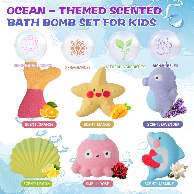 Bath Bombs for Kids Girls,Bath Toys for Kids, 6PCS XXL