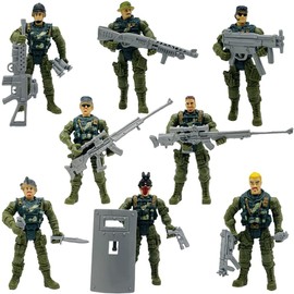 Fycooler Toy Soldiers Army Figures Toys, Army Men Toy Soldiers Action Figure Toy with Weapon, Combat Military Figures Playsets Army Toys Gift for Kids/Boys with 50pcs Sticker and Box