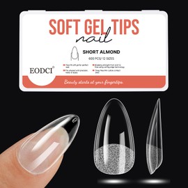 EODCI Short Almond False Nail Tips 600pcs Gel Acrylic Nail Tips for Full Cover Nail Extension Home DIY Nail Salon 12 Sizes Soft Gel Nail Tips Acrylic False Nails for Nail Extension Art Salon