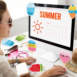 600Pcs Ice Cream Sticky Notes, Cute Ice Cream Boba Milk Tea Sticky Notepads Summer Self Sticky Writing Memo Pads Mini Page Marker for Summer Party Favors Home Office School Supplies