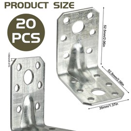 BATINO Angle Connector with Beading 52.5 x 52.5 x 35 mm, Angle Metal Heavy Duty Angle Metal Angle Wood Connector Mounting Angle 90 Degree Angle Connector Pack of 20