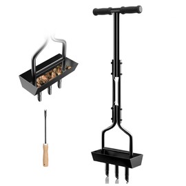 EEIEER Lawn Coring Aerator Tool, Upgarded Manual Lawn Aerators with Soil Storage Basket, 3 Core Tines Plug Aerator with Cleaning Tool, Yard Aeration Tool for Compacted Soil & Lawn Care