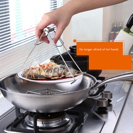 Stainless Steel Plate Clip, Collapsible Hotplate Tongs, Bowl Clips, Anti-Hot Bowl, Bowl, Pan, Gripper Bowls, Clamp Holder, Tongs, Kitchen Clamp, (Silver)