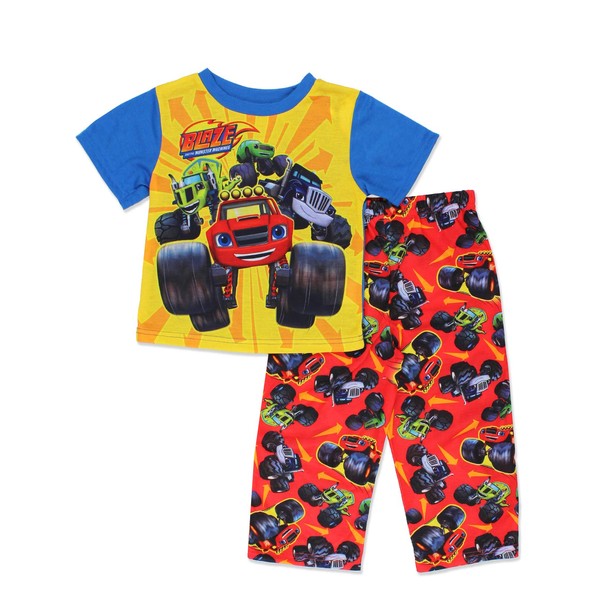 Nickelodeon Blaze and the Monster Machines Toddler Boys 2 piece Pajamas Set (4T, Red/Blue)