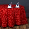 Tableclothsfactory Rosette/Rose Pattern Round Tablecloths 132" - Red