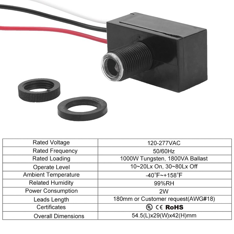 GBAYSA 4 Pack Outdoor Photocell Light Sensor,Dusk to Dawn Photo