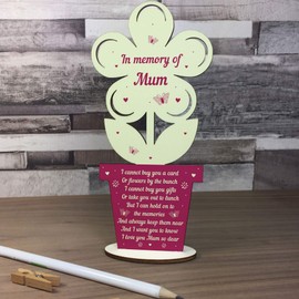 RED OCEAN Memorial Gift For Mothers Day Wooden Flower In Memory Of Mum Love Sign Keepsake Gift