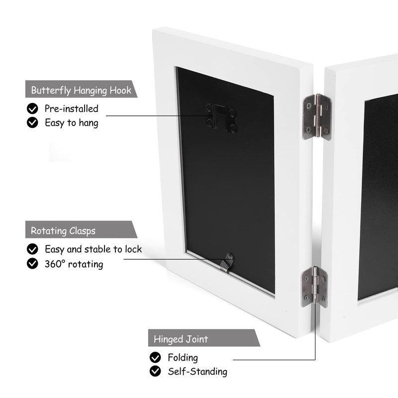 Tamolus 3 Vertical Horizontal Hinged Wood Picture Frame 4x6 and