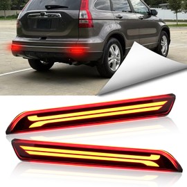 BINQIGOO Full LED Rear Bumper Reflector Lights Kit for Honda CRV CR-V 2010 2011 Tail Lamp Brake Fog Lamps Daytime Running Light Turn Signal Lamp, Replacement for OEM 33555-SWA-J01, 33505-SWA-J01 (Red)