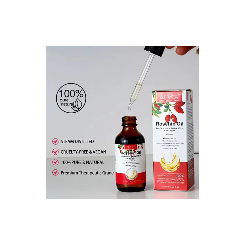 Aceite Rosa Mosqueta Puro, Manchas, Cicatrices, Paño, Cabell