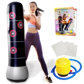 (TAUTONA) Punching Bag, For Home, Exercise, Stress Relief, Repair Stickers, For All Ages (63.0 inches (160 cm), Inflatable Punching Bag