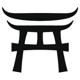 Simple Black and White Religious Symbol Element Cartoon Icon Vinyl Sticker (2" Wide, Shinto Shrine Torii)